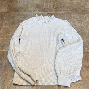a new day Cream Ruffled Turtleneck Sweater